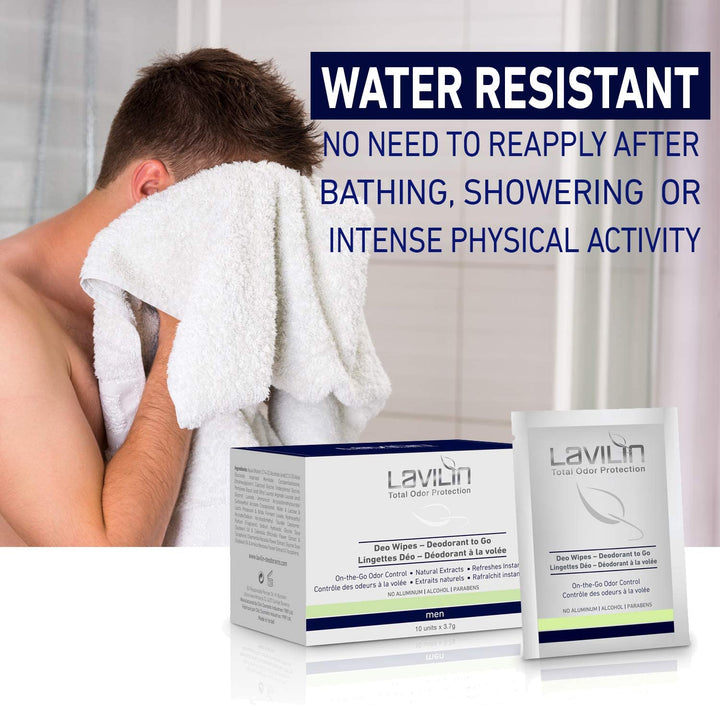 Lavilin Deo Wipes - Deodorant To Go For Men - deadseashop.co.uk