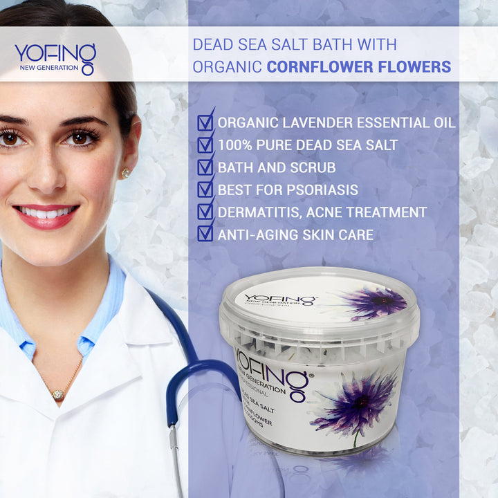 YOFING NEW GENERATION - Dead Sea Salt With Organic Сornflower Flowers - deadseashop.co.uk